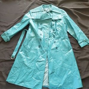 Women's Leather Look Trench Coat Teal